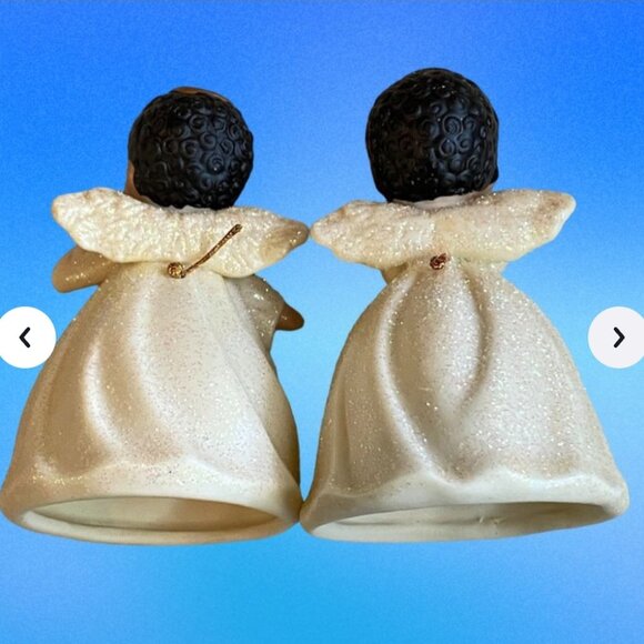 Vintage Set of 2 Giftco Inc African American Angel Bells Figurines Ceramic 3.5” - Picture 4 of 7
